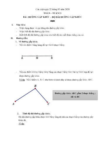 Bài giảng môn Toán - Tuần 21 - Bài: Đường gấp khúc. Độ dài đường gấp khúc