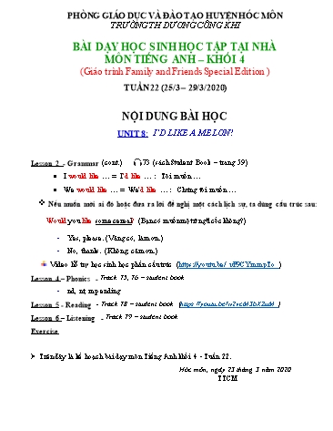 Bài giảng Tiếng Anh Lớp 4 - Unit 8: Id like a melon! - Năm học 2019-2020