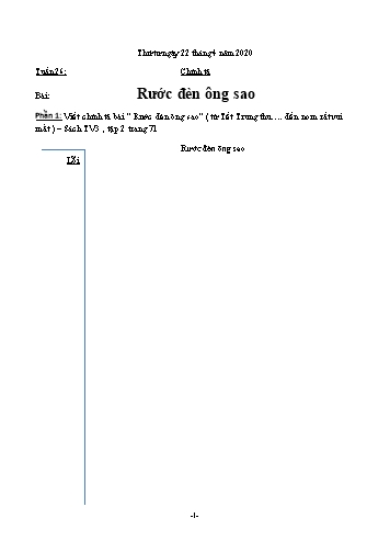 Bài tập Chính tả - Tuần 26 - Bài: Rước đèn ông sao - Năm học 2019-2020