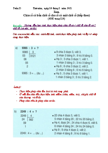 Bài tập môn Toán - Bài: Chia số có bốn chữ số cho số có một chữ số (Tiếp theo) (SGK trang 118)