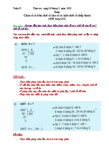 Bài tập môn Toán - Bài: Chia số có bốn chữ số cho số có một chữ số (Tiếp theo) (SGK trang 119)