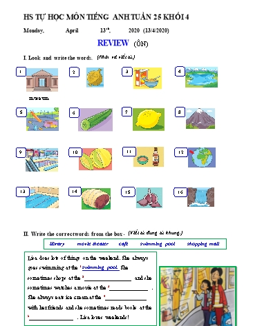 Bài tập tự học Tiếng Anh Lớp 4 - Review - Năm học 2019-2020