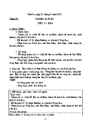 Bài tập Tự nhiên và xã hội - Tiết 47: Hoa