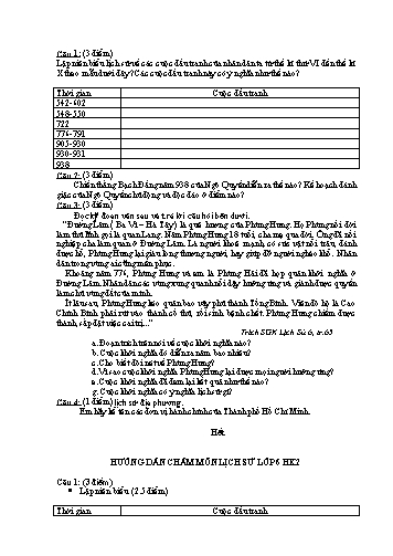 Đề thi học kì II môn Lịch sử Lớp 6 (Có đáp án)