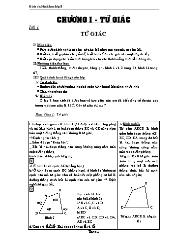 Giáo án Hình học Lớp 8 - Chương I: Tứ giác. Tiết 1: Tứ giác