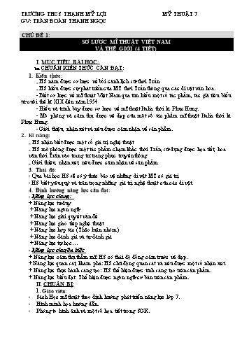Giáo án Mỹ Thuật Lớp 7 - Chủ đề 1: Sơ lược Mĩ thuật Việt Nam và Thế giới - Trần Đoàn Thanh Ngọc