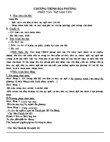 Giáo án Ngữ Văn Lớp 7 - Chủ đề: Chương trình địa phương (Phần Văn- Tập làm văn)