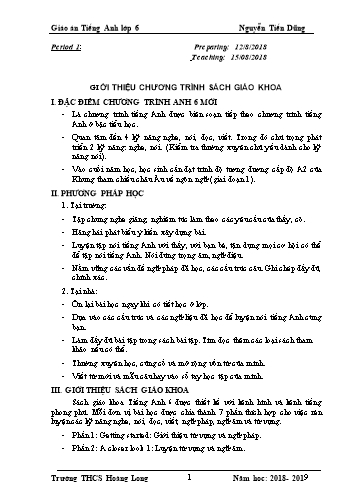 Giáo án Tiếng Anh Lớp 6 (Unit 1,2,3,4,5,6) - Nguyễn Tiến Dũng