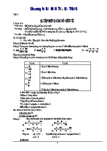 Giáo án Toán Đại Lớp 7 - Chương I: Số hữu tỉ. Số thực. Tiết 01: Tập hợp Q các số hữu tỉ