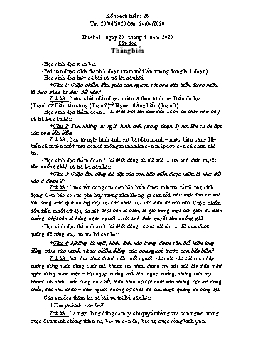 Giáo án tổng hợp Lớp 4 - Tuần 26 - Năm học 2019-2020
