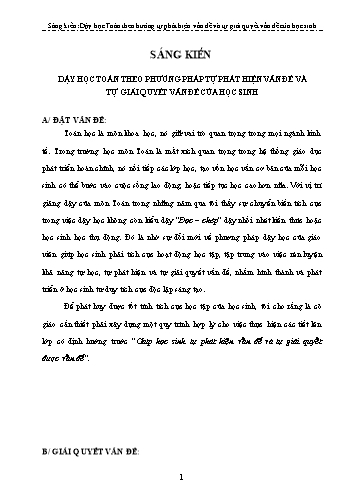 Sáng kiến kinh nghiệm Cách học Toán theo phương pháp tự phát hiện vấn đề và tự giải quyết vấn đề cho học sinh Lớp 8, 9