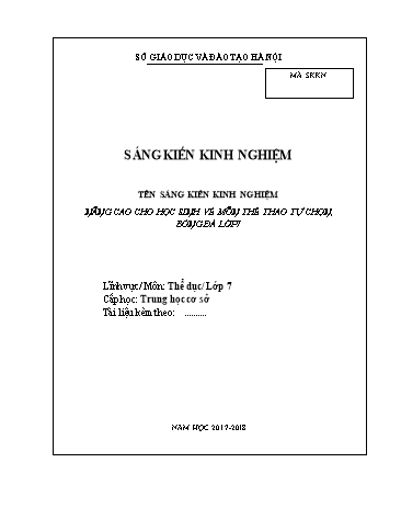 Sáng kiến kinh nghiệm Nâng cao cho học sinh về môn thể thao tự chọn, bóng đá Lớp 7