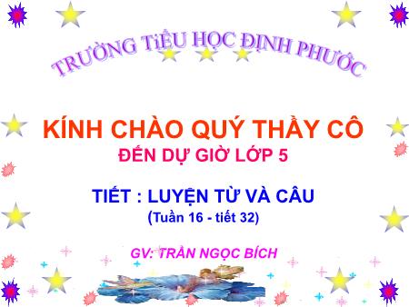 Bài giảng Luyện từ và câu Lớp 5 - Bài: Tổng kết vốn từ - Năm học 2016-2017 - Trần Ngọc Bích