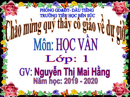 Bài giảng môn Tiếng việt Lớp 1 - Học vần: Ôn tập - Năm học 2019-2020 - Nguyễn Thị Mai Hằng