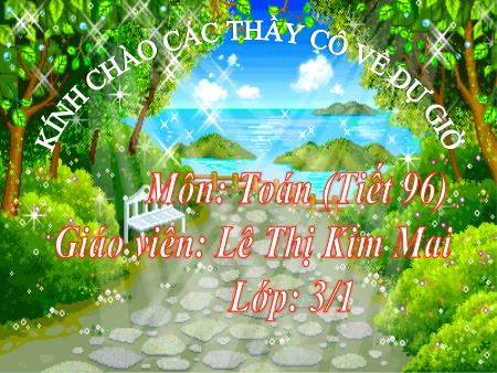 Bài giảng môn Toán Lớp 3 - Bài: Điểm ở giữa trung điểm của đoạn thẳng - Lê Thị Kim Mai