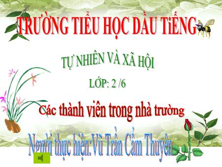 Bài giảng môn Tự nhiên xã hội Lớp 2 - Bài: Cơ quan tiêu hóa - Vũ Trần Cẩm Thuyên