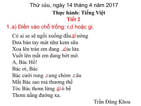 Bài giảng thực hành Tiếng việt + Toán - Năm học 2016-2017 Bài giảng thực hành Tiếng việt + Toán - Năm học 2016-2017