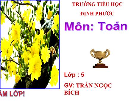 Bài giảng Toán Lớp 5 - Bài: Diện tích xung quanh và diện tích toàn phần của hình lập phương - Năm học 2015-2016 - Trần Ngọc Bích