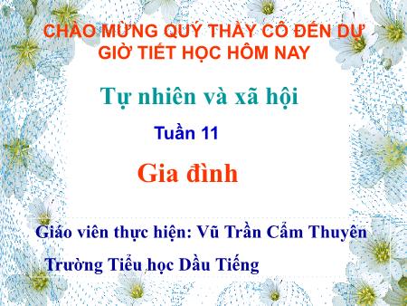Bài giảng Tự nhiên và xã hội Lớp 2 - Bài 11: Gia đình - Vũ Trần Cẩm Thuyên