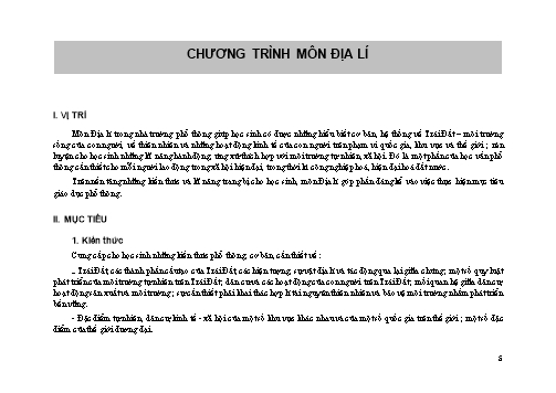 Chương trình giáo dục phổ thông môn Địa lí