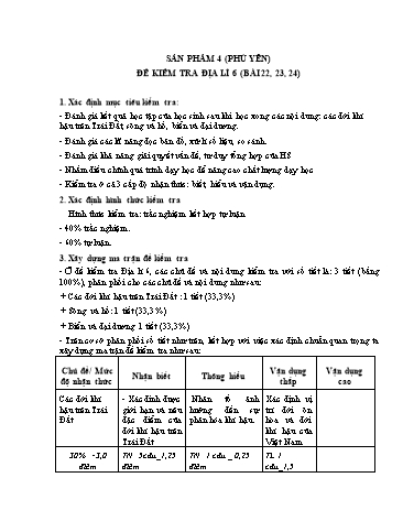 Đề kiểm tra 1 tiết môn Địa lí Lớp 6