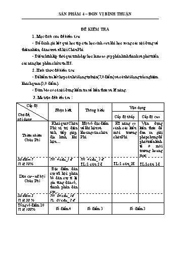 Đề kiểm tra 1 tiết môn Địa lí Lớp 7 (Có đáp án)