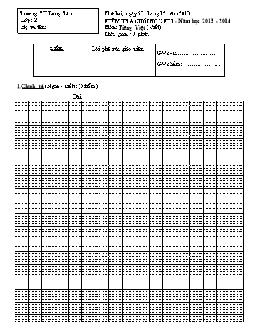 Đề kiểm tra cuối học kì I môn Tiếng việt Lớp 2 (Có đáp án) - Trường TH Long Tân