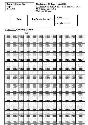 Đề kiểm tra cuối học kì I môn Tiếng việt Lớp 3 (Có đáp án) - Trường TH Long Tân