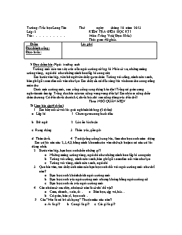 Đề kiểm tra giữa học kì I môn Tiếng việt Lớp 2 - Trường TH Long Tân