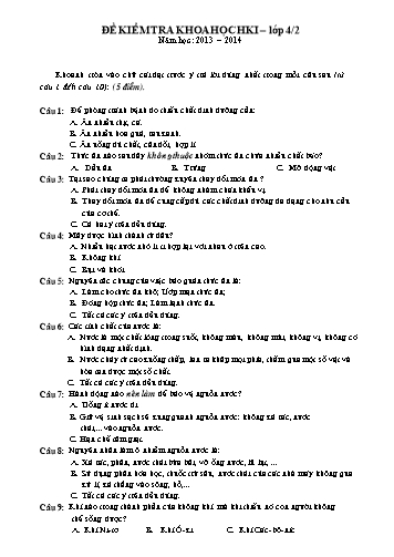 Đề kiểm tra học kì I môn Khoa học Khối 4 (Có đáp án)