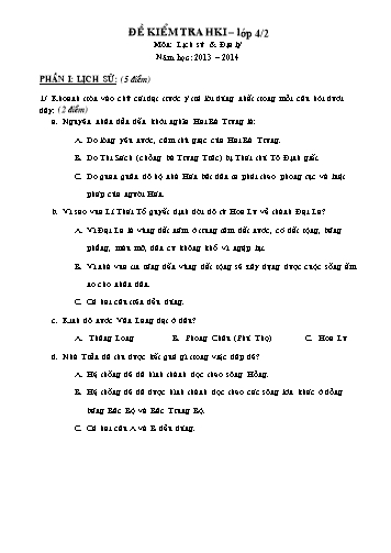 Đề kiểm tra học kì I môn Lịch sử-Địa lí Lớp 4 (Có đáp án)