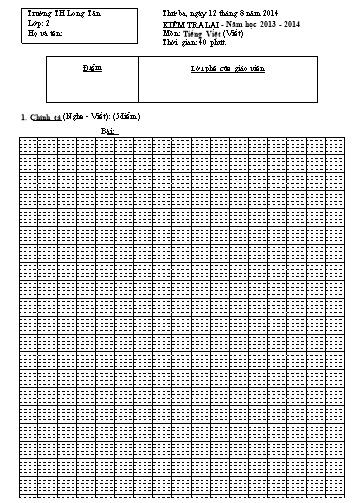 Đề kiểm tra lại môn Tiếng việt Lớp 2 (Có đáp án) - Trường TH Long Tân