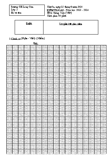 Đề kiểm tra lại môn Tiếng việt Lớp 3 (Có đáp án) - Trường TH Long Tân