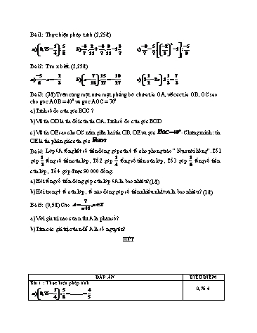 Đề kiểm tra môn Toán (Có đáp án)