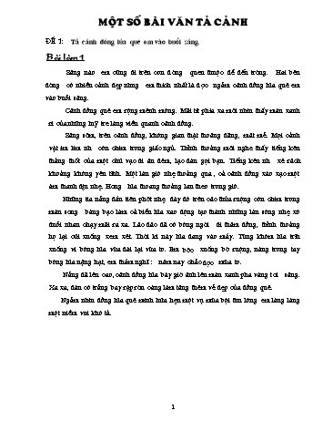 Đề ôn tập Tiếng việt Lớp 5 - Bài: Một số bài văn tả cảnh