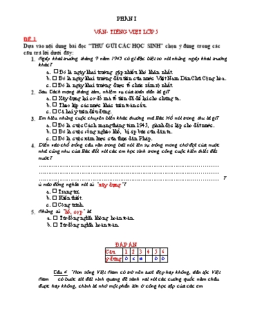 Đề ôn tập Tiếng Việt Lớp 5