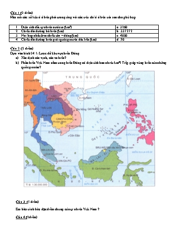 Đề thi học kì 2 môn Địa lí Lớp 8 (Có đáp án)