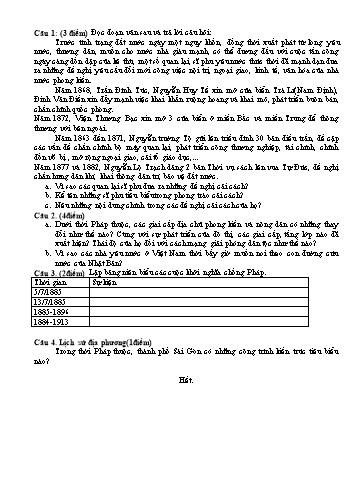 Đề thi môn Lịch sử - Đề số 3 (Có đáp án)