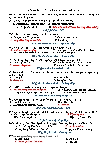 Đề trắc nghiệm Địa lí (Có đáp án)