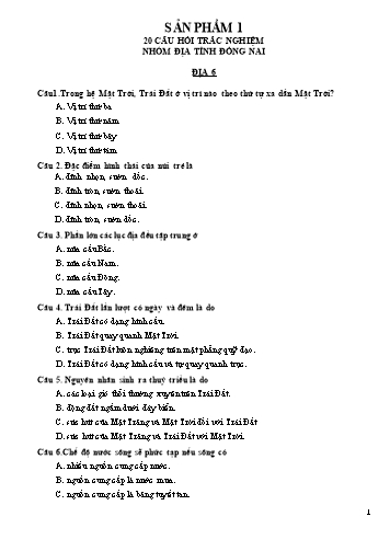 Đề trắc nghiệm Địa lí THCS