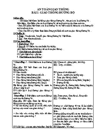 Giáo án An toàn giao thông Lớp 3