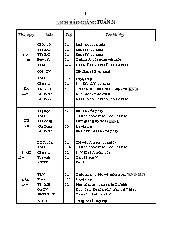 Giáo án các môn tổng hợp Lớp 3