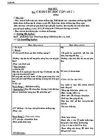 Giáo án Đạo Đức Lớp 2 - Tuần 9 - Bài: Chăm chỉ học tập (Tiết 1)