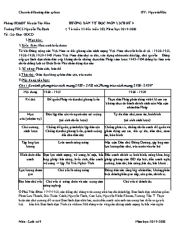 Giáo án Lịch sử Lớp 9 - Tuần 22-28 - Năm học 2029-2020