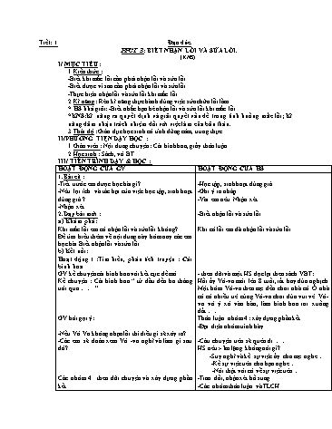 Giáo án môn Đạo đức Lớp 2 - Bài: Biết nhận lỗi và sửa lỗi