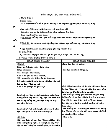 Giáo án môn Đạo đức Lớp 2 - Tiết 1: Học tập, sinh hoạt đúng giờ