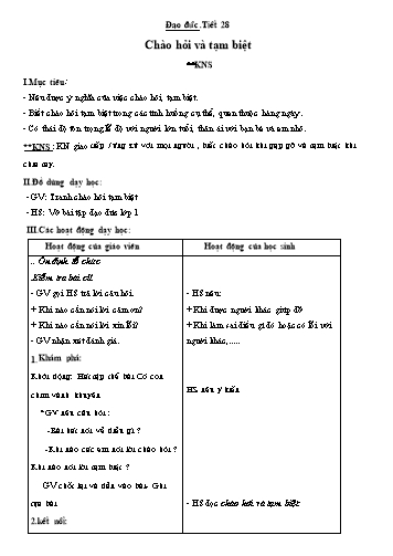Giáo án môn Đạo đức Lớp 2 - Tiết 28: Chào hỏi và tạm biệt