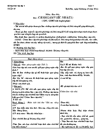 Giáo án môn Đạo Đức Lớp 2 - Tuần 7 - Bài: Chăm làm việc nhà (Tiết 1)