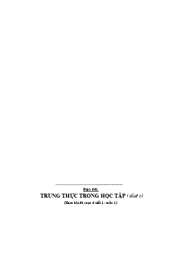 Giáo án môn Đạo Đức Lớp 4 học kì I