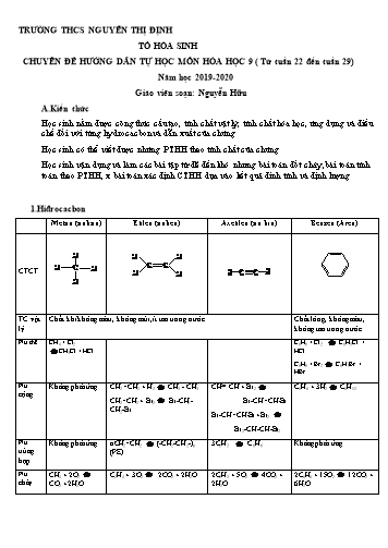 Giáo án môn Hóa học Lớp 9 - Tuần 22-29 - Năm học 2019-2020